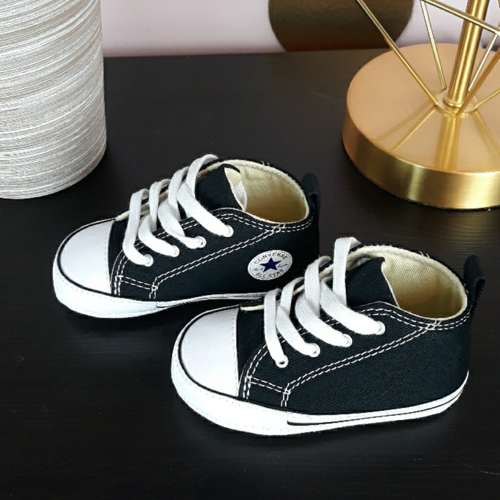 🆕️SALE❗NWB Converse Black Baby Shoes/Soft Bottoms - Picture 2 of 7